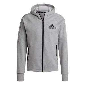 adidas Areoready D2M Motion Logo Hoodie - Mens - Medium Grey Heather/Black