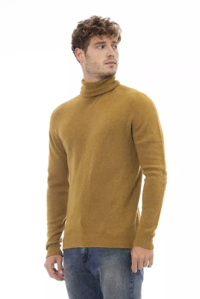 Alpha Studio Brown Alpaca Men Sweater