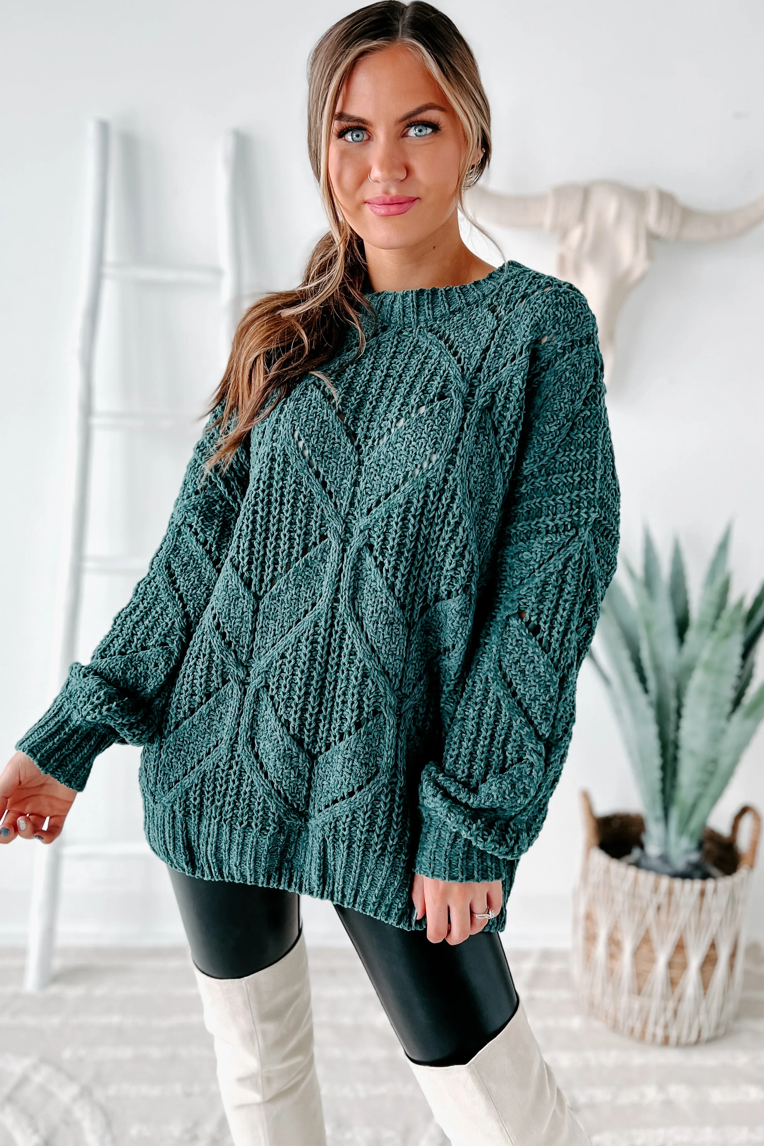 Always Together Oversized Chenille Sweater (Emerald)