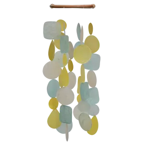 Aqua Yellow Capiz Wind Chime, Small