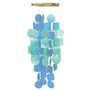 Blue Turquoise Capiz Wind Chime, Medium