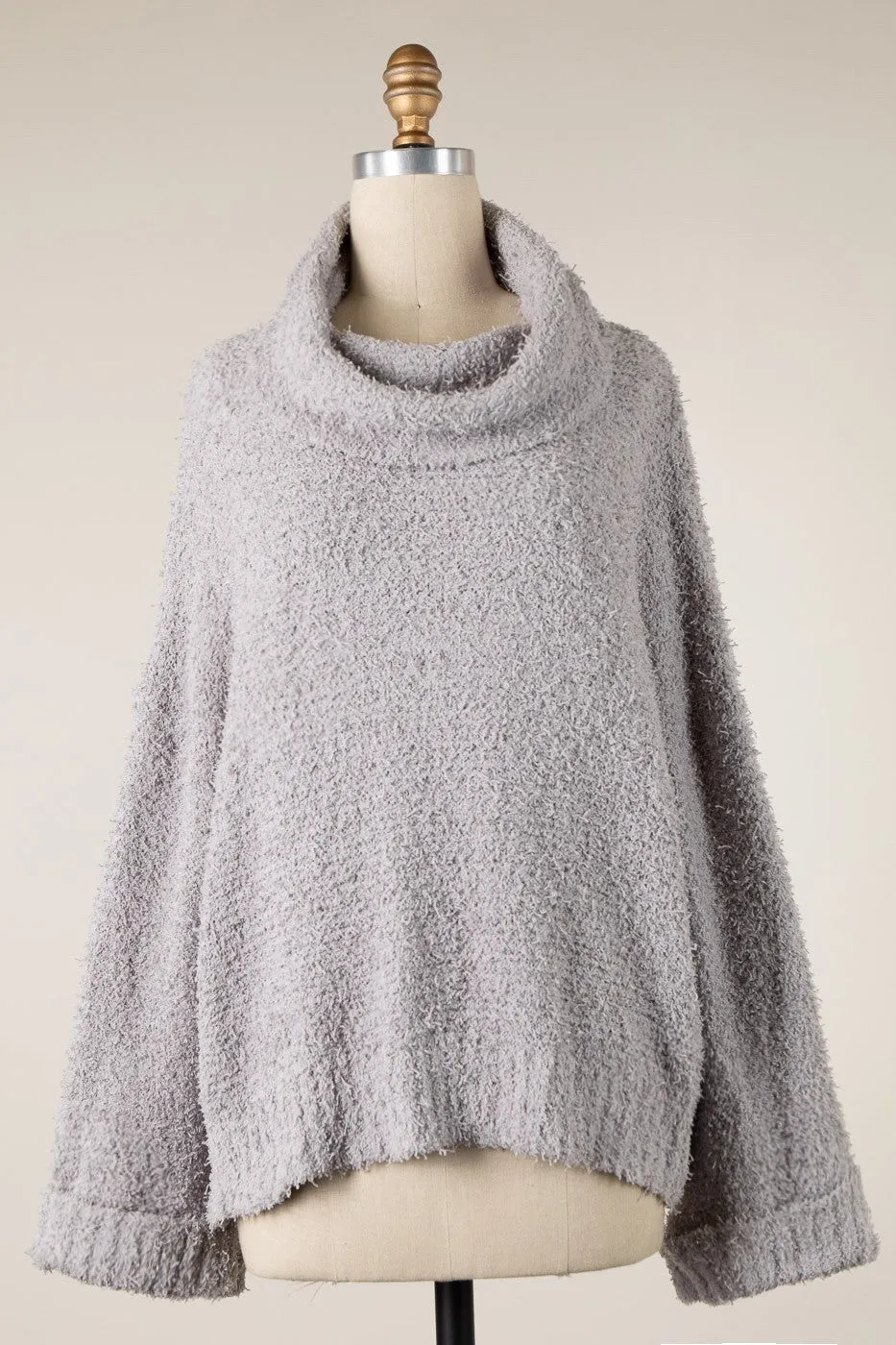 FUZZY COWL NECK KNIT TUNIC 1 PACK