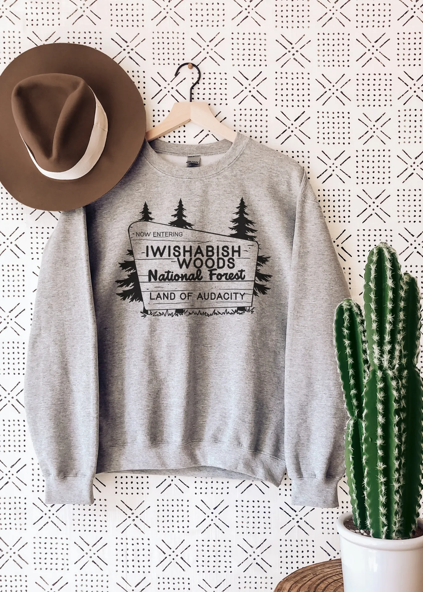 Gray Iwishabishwoods Crewneck Sweatshirt