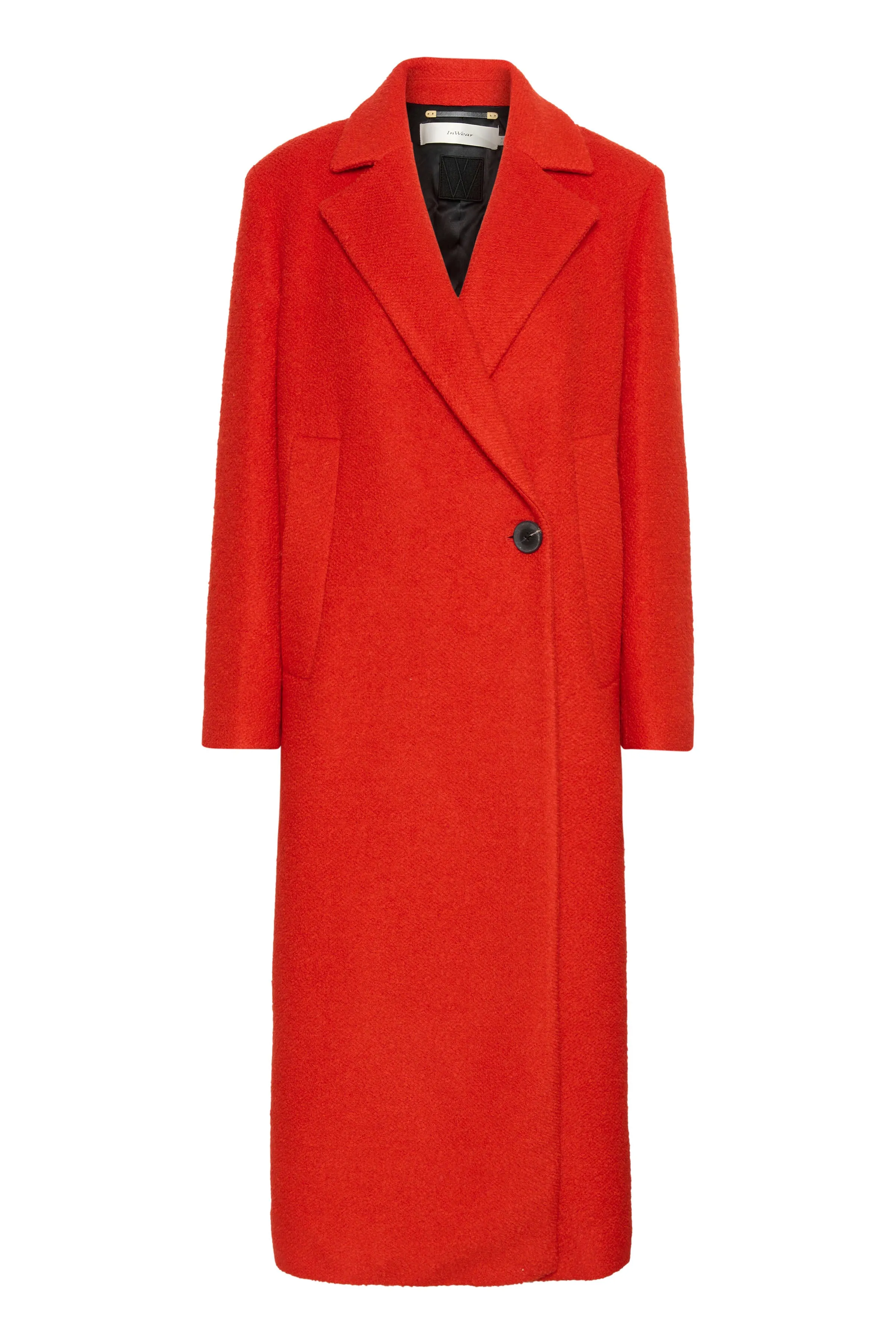 Inwear Tana Long Side Button Coat In Deep Orange