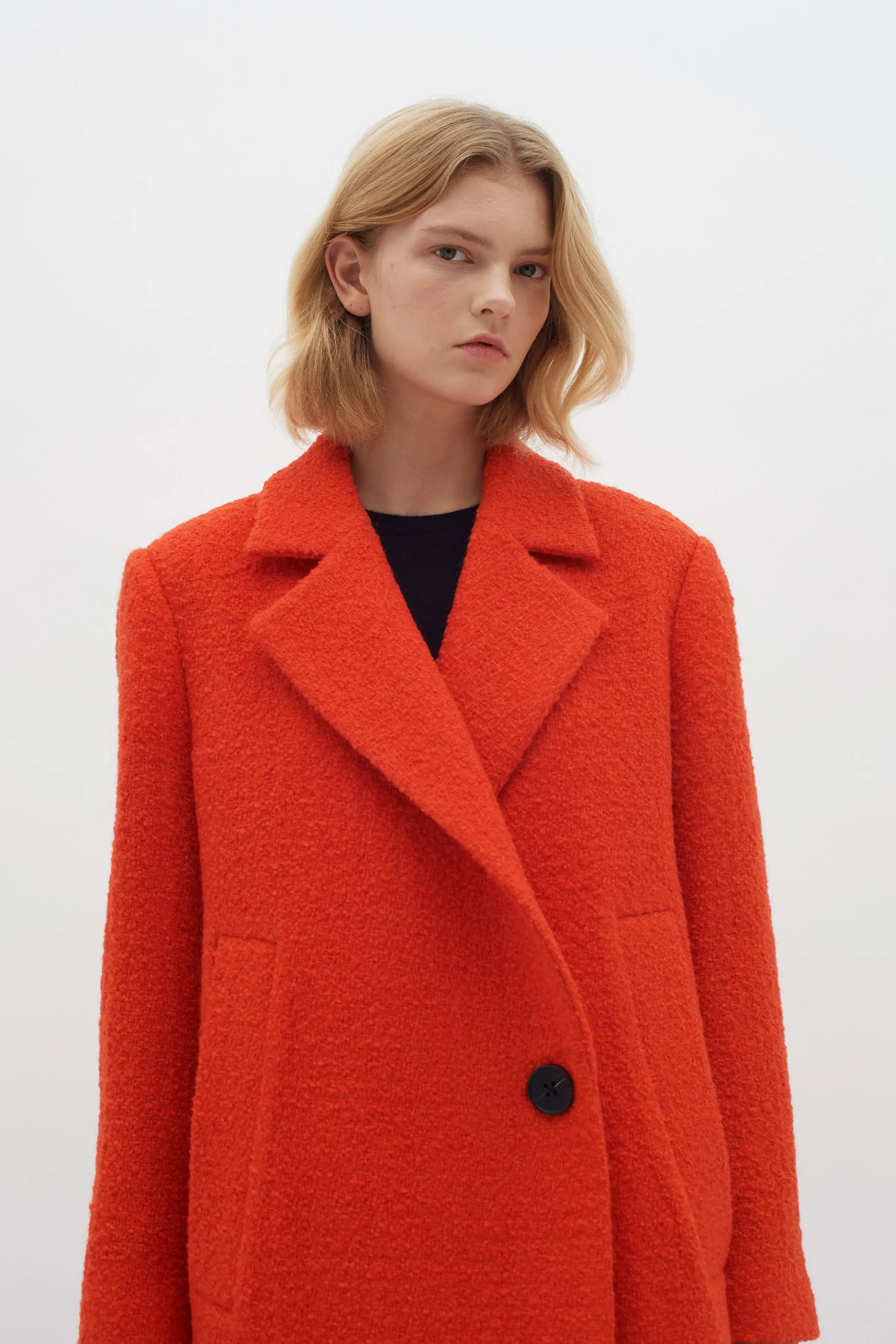 Inwear Tana Long Side Button Coat In Deep Orange