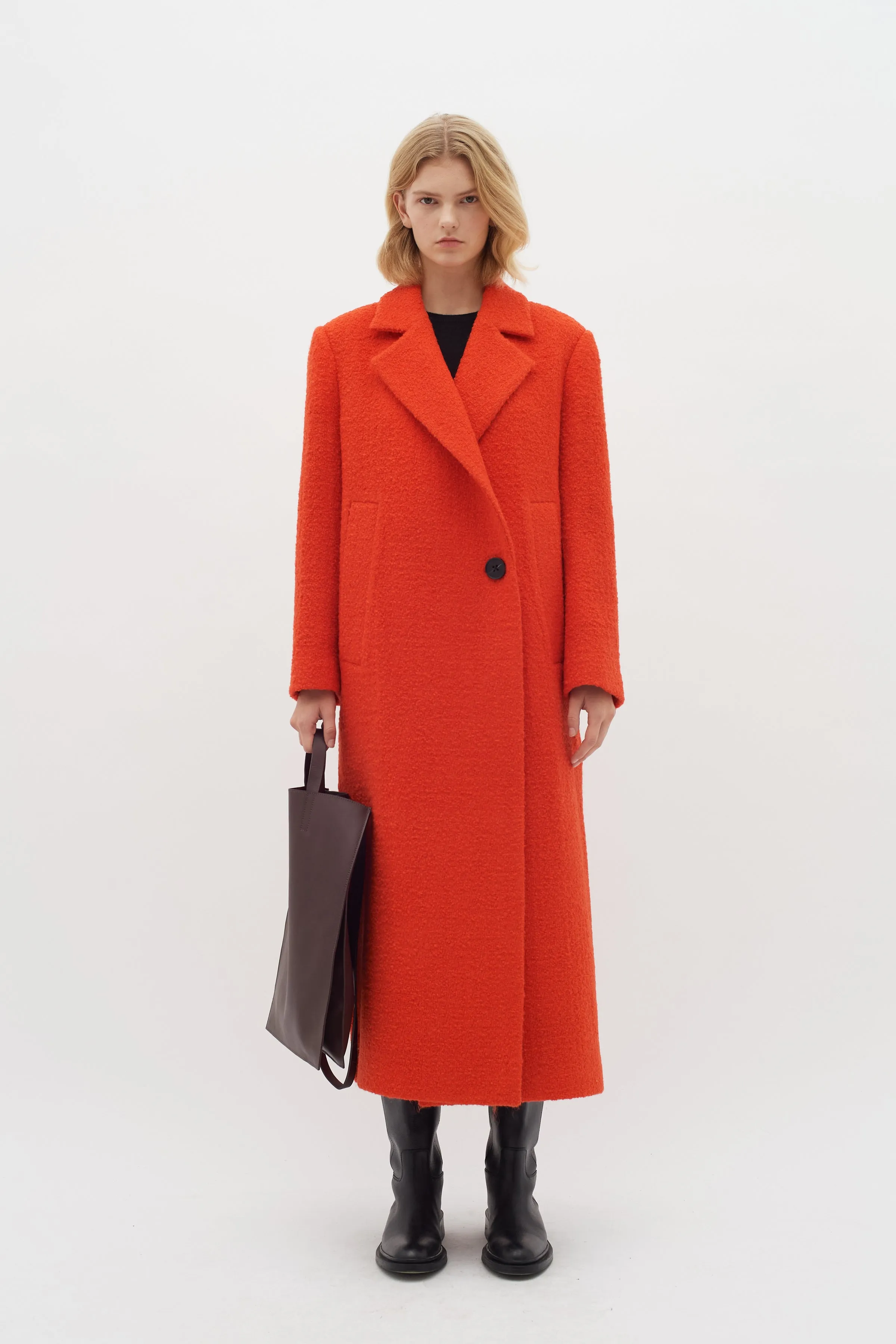 Inwear Tana Long Side Button Coat In Deep Orange