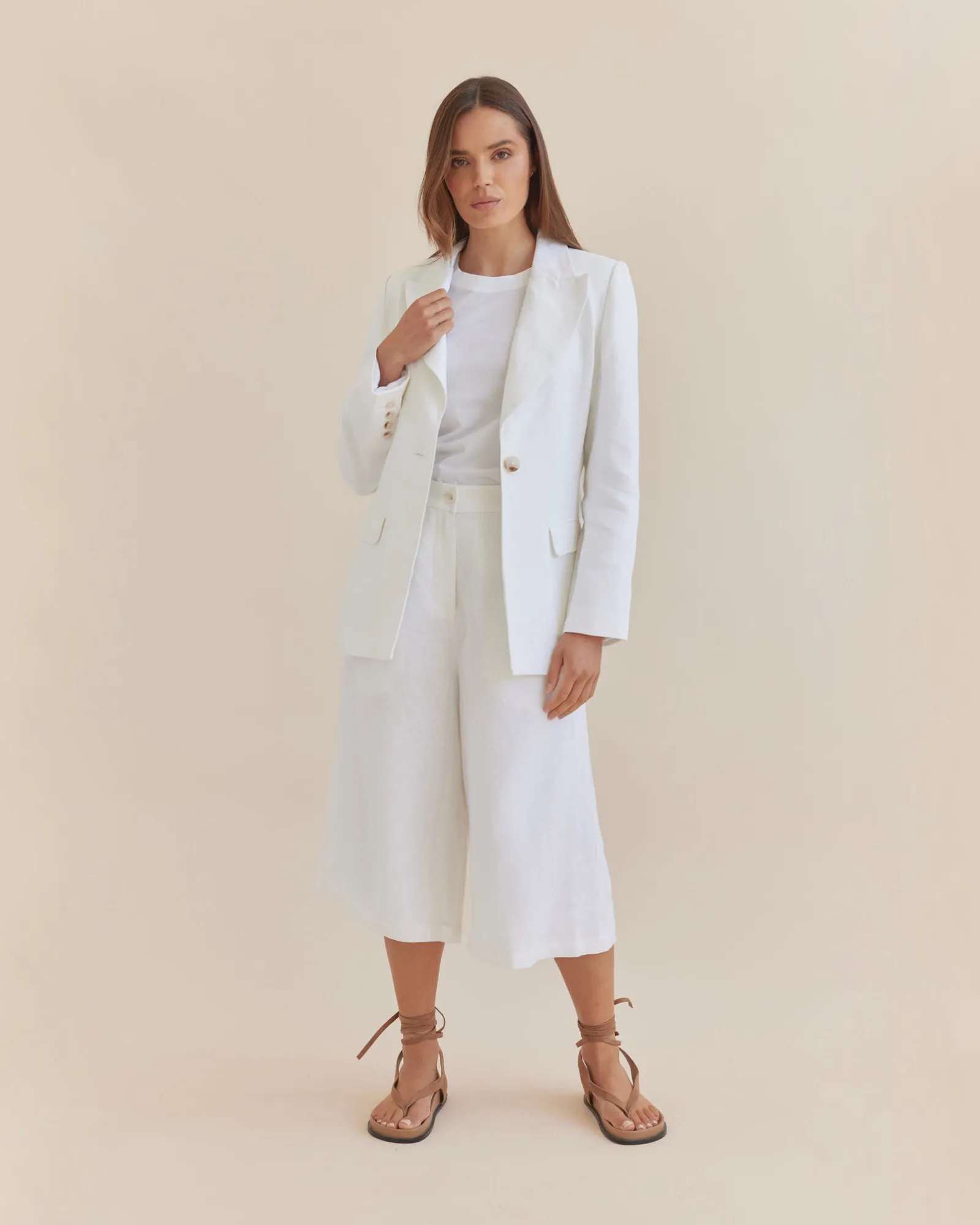 Katrina Linen Blazer - Ivory