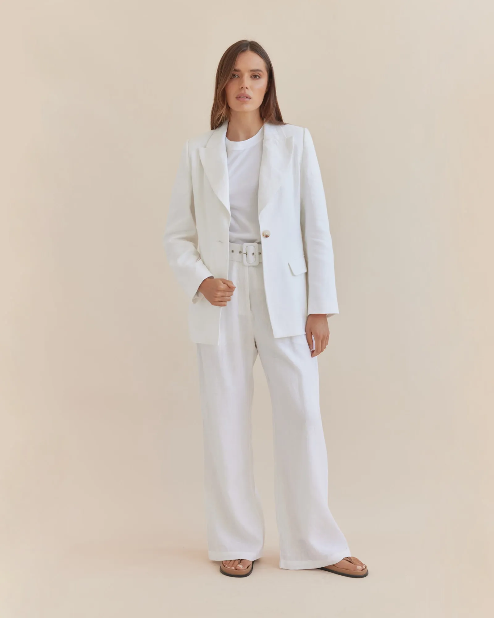 Katrina Linen Blazer - Ivory