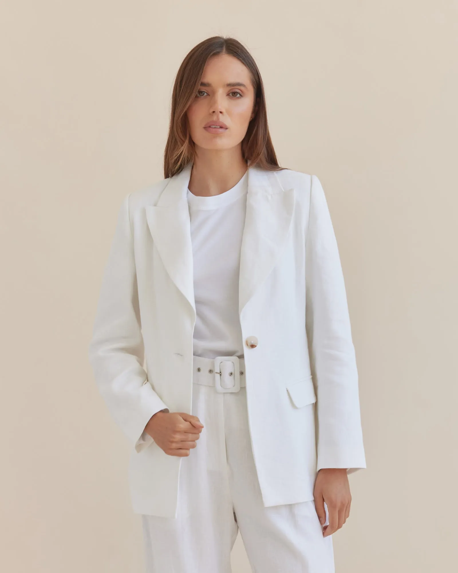 Katrina Linen Blazer - Ivory