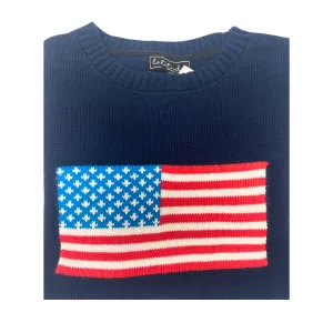 Latitude Ladies Navy Sweater with American Flag