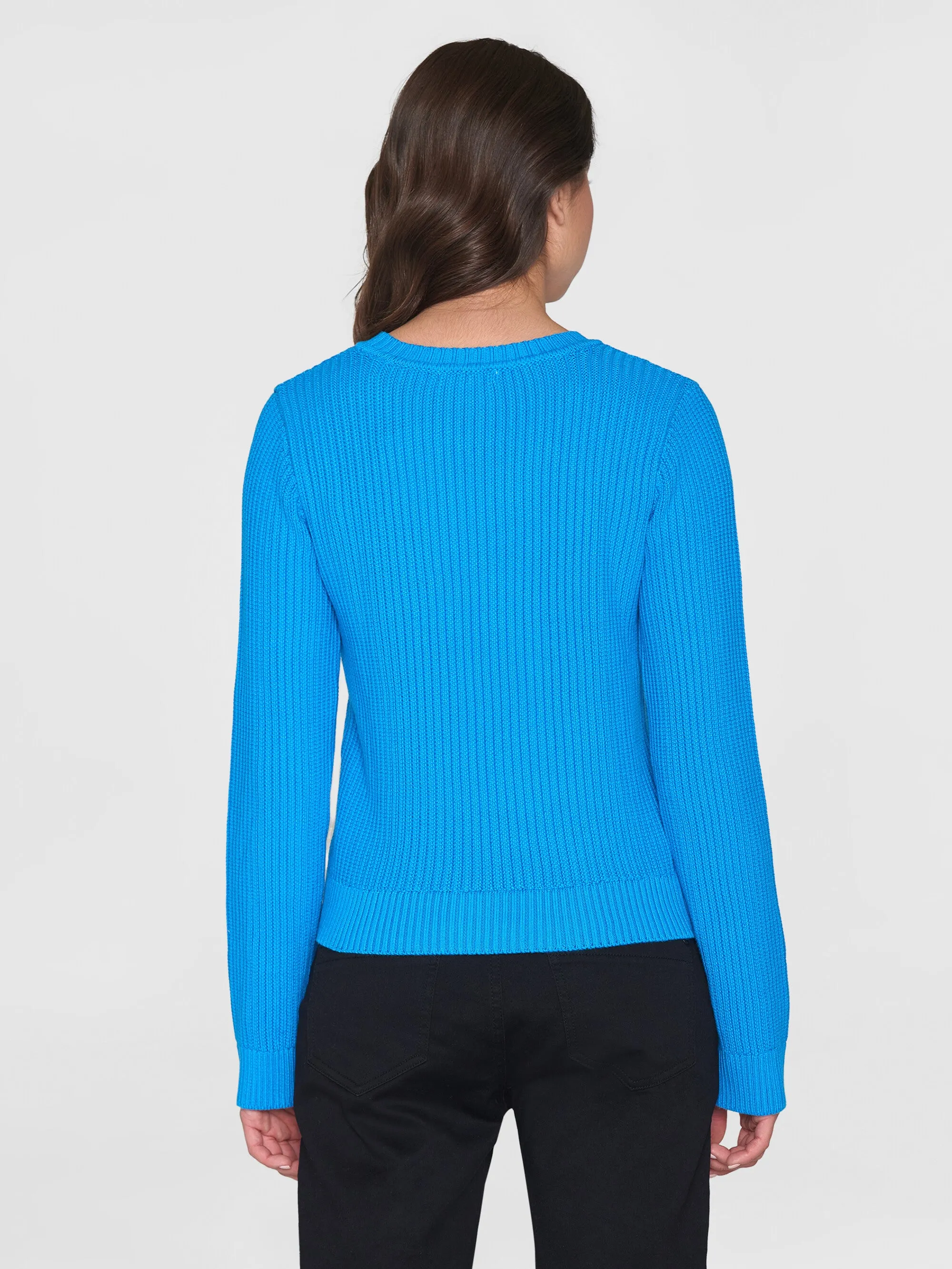 Long sleeve knitted crew neck - OCS/Vegan - Malibu Blue