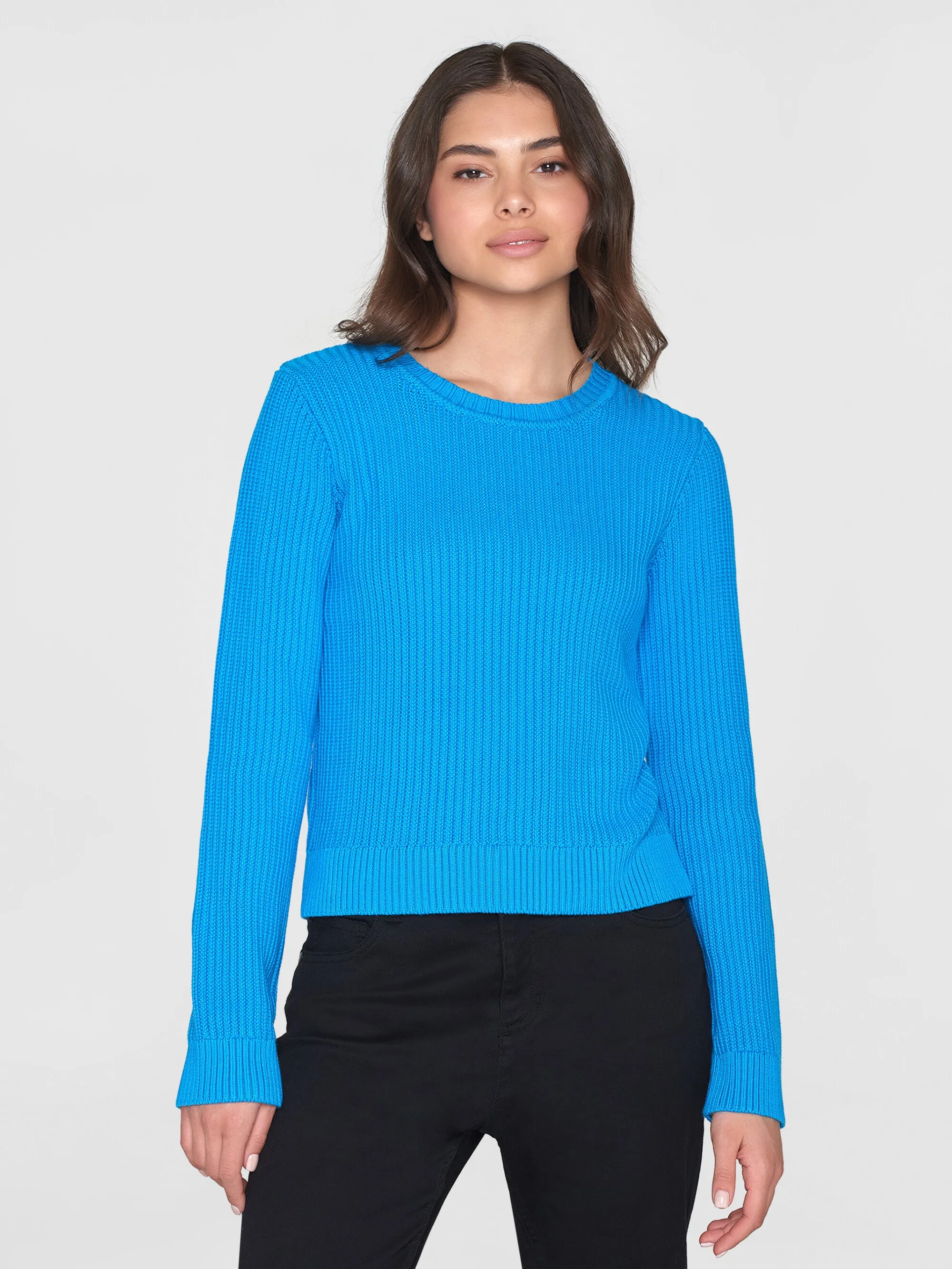 Long sleeve knitted crew neck - OCS/Vegan - Malibu Blue