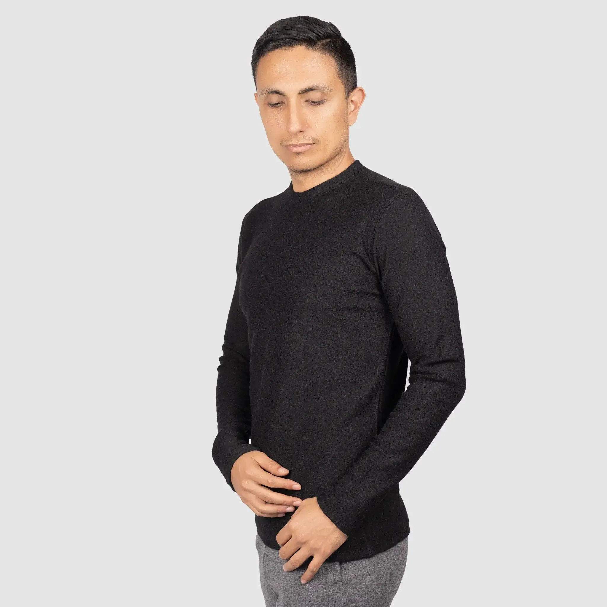 Men's Alpaca Wool Long Sleeve Base Layer: 250 Lightweight